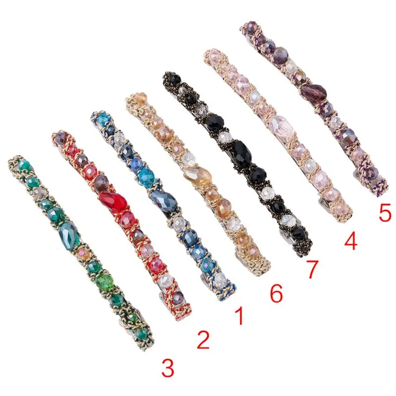 

Korean Women Metallic French Hair Clip Faux Crystal Glitter Rhinestone Decor Ponytail Holder Pigtail Spring Barrettes