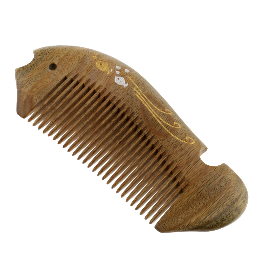 Sandal Wood Hair & Beard Comb No Snag  Anti-static Fine Teeth for Men Women (Fish Shape)