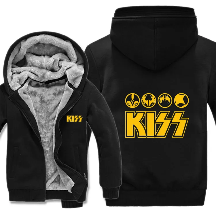 Kiss Band толстовки Мужские Пуловер Шерсть подклад куртки Kiss Band хип хоп толстовки с капюшоном модное пальто - Цвет: as picture