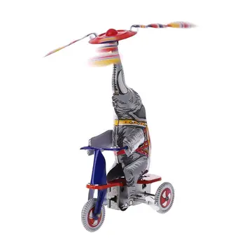 

Elephant Elephant Tricycle Metal Toys Clockwork Spring Rotation Memorial Collection Toy Kids Children Vintage Adult Gifts Crafts