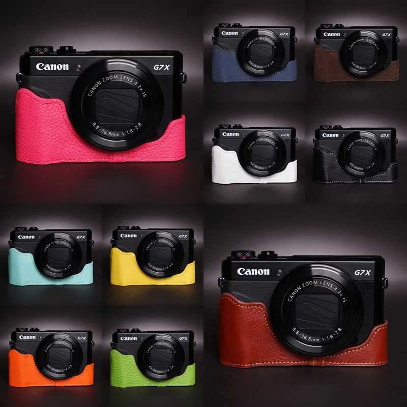 Borsa Per Fotocamera Mezza Custodia In Vera Pelle Fatta A Mano Per Canon G7 X Mark Ii G7 X Mark Iii
