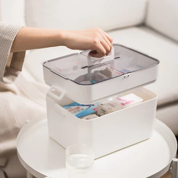 

First Aid Box Double-layer Large-capacity First Aid Box Simple Dustproof And Durable Family Medicine Container Box For Medicine