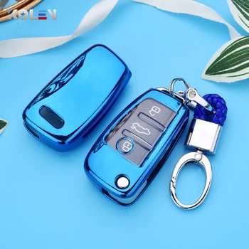 

High Quality Plating Soft TPU Car Remote Key Case Cover For Audi A1 A3 A4 A5 C5 C6 A7 A8 Q3 Q5 Q7 R8 Car Holder Fob Accessories