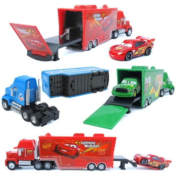 

Disney Pixar Cars 2 Cars 3 Mack Truck +Small Car McQueen 1:55 Diecast Metal Alloy And Plastic Modle Car Toys Gifts For Children