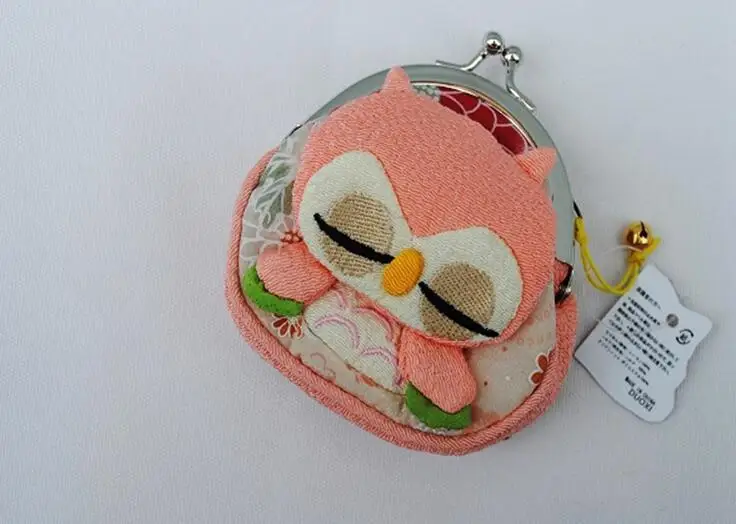 Pink Кошелек для монет в японском стиле, каваи, мультяшное кимоно, новинка, Сова, тканевый кошелек, чехол для детей, Детский держатель для карт, ключей, денег - Цвет: Pink
