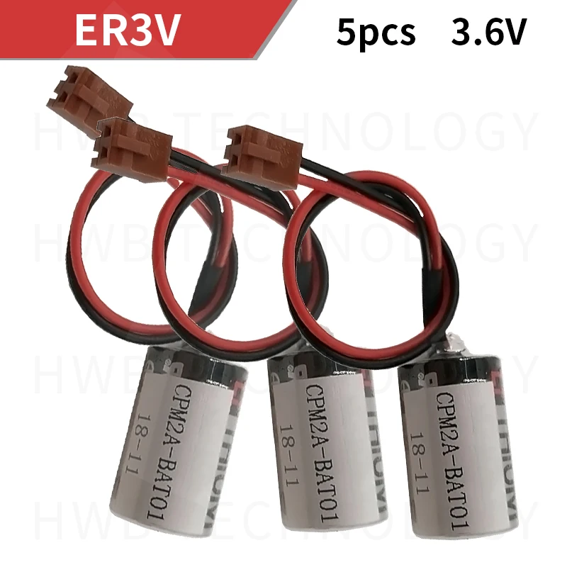 5 шт 100% оригинальные новые батареи для TOSHIBA ER3V JZSP-BA01 для OMRON CPM2A-BAT01 3,6 V 1A аккумуляторная батарея с вилкой Бесплатная доставка