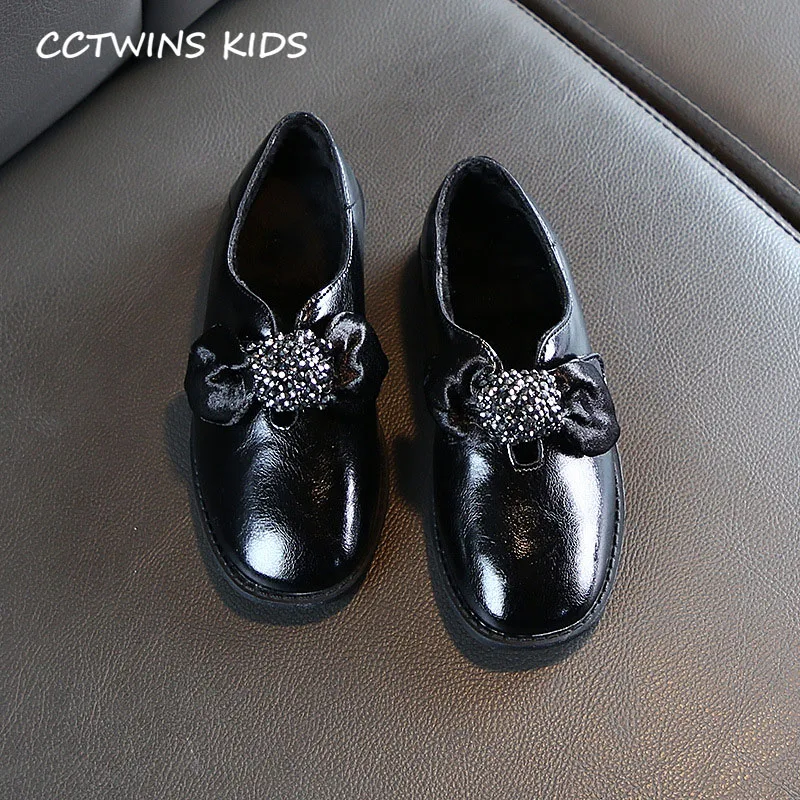 CCTWINS/детская обувь; коллекция года; зимняя детская обувь из искусственной кожи; модная детская обувь с бабочкой; слипоны; Лоферы со стразами для девочек; LM2100