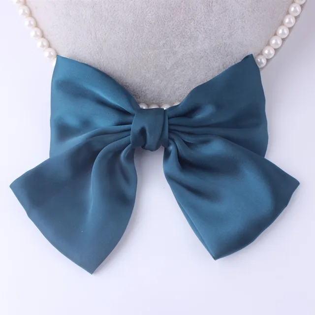 Fashion Ribbon Hairgrips Big Large Bow Hairpin For Women Girls Satin Trendy Ladies Hair Clip New Cute Barrette Hair Accessories Peacock blue