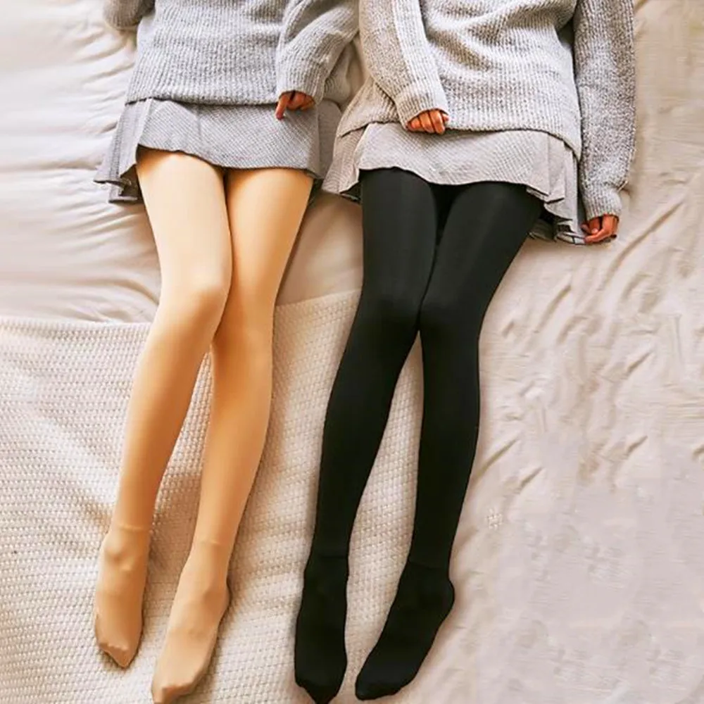

New Skin Balck Color Leggings Antifouling Integrated Pants Plus Velvet Thickening Seamless Leggings Female Skin Color Leggings