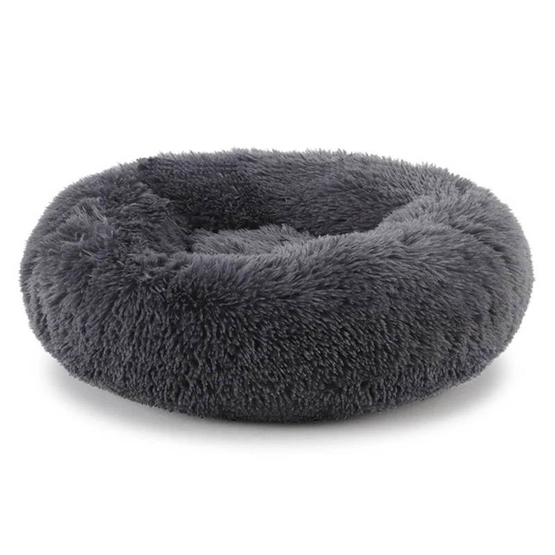 Dark Gray Теплая круглая кровать для домашних животных для маленьких, средних и больших собак и кошек, новинка, хлопковые коврики для собак и кошек, диванные подушки для щенков - Цвет: Dark Gray