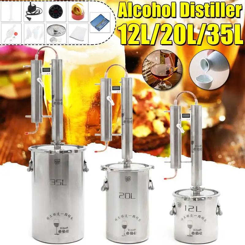 

12/20/35L Alcohol Ethanol Distiller Home Brew Still Moonshine Wine Making Tools Boiler