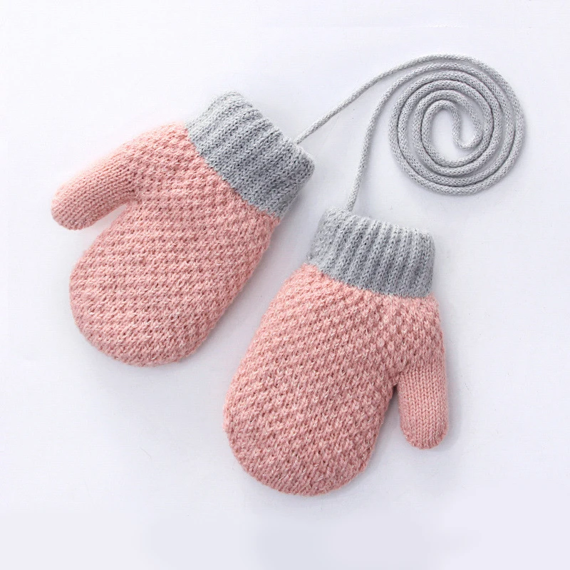 baby accessories New Arrival Winter Baby Boys Girls Knitted Gloves Warm Full Finger Mittens Gloves with Rope For Children Toddler Kids 2-4Years cheap baby accessories	 Baby Accessories