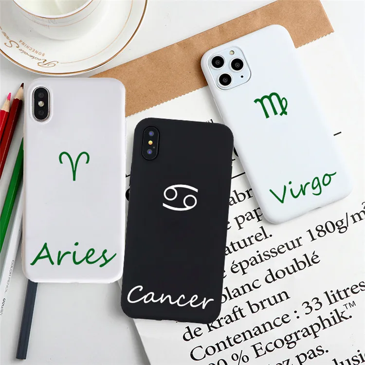 Funny 12 Zodiac Sign phone Case for IPhone X XR Xs Max 11 8 7 6 Plus 6S SE Soft Silicone Cover Coque Constellation | Мобильные