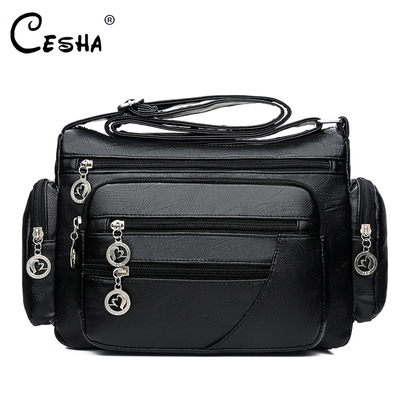 

Fashion Multi-Pocket Design Women Shoulder Bag Ladies PU Leather Messenger Bag Large Capacity 8 Pockets Women Crossbody Bag SAC
