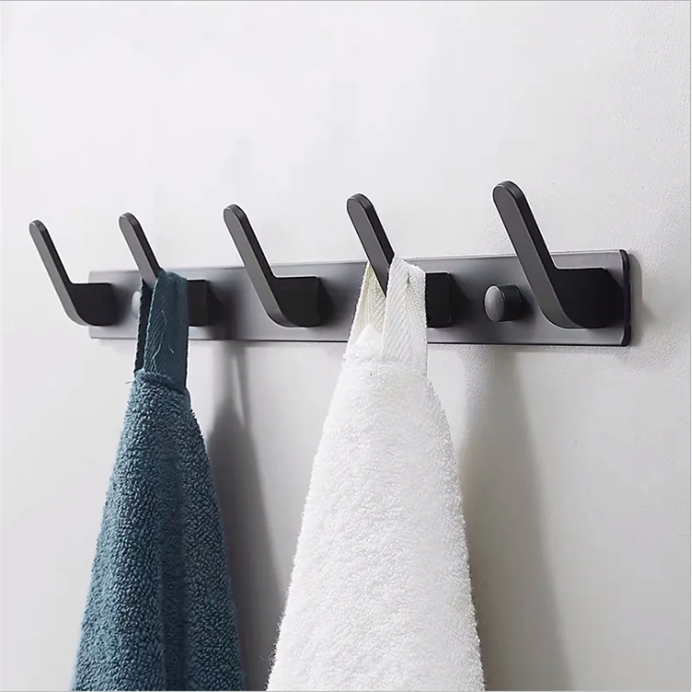 WEBI Over The Door Hook Door Hanger,Over The Door Towel Rack with 6 Coat  Hooks for Hanging,Door Coat Hanger Towel Hanger Over Door Coat Rack,Black