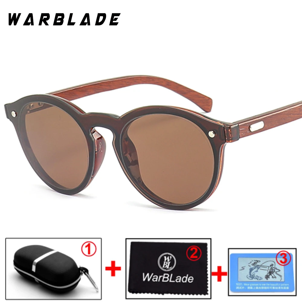 brown lens WarBLade классические деревянные солнцезащитные очки мужские модные солнцезащитные очки без оправы женские брендовые дизайнерские очки с коробкой - Lenses Color: brown lens
