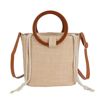 

Women Beach Straw Bucket Bag Burlap Square Bag Messenger Bag 2020 New Наплечные сумки Сумка через плечо сумка bolso de mujer