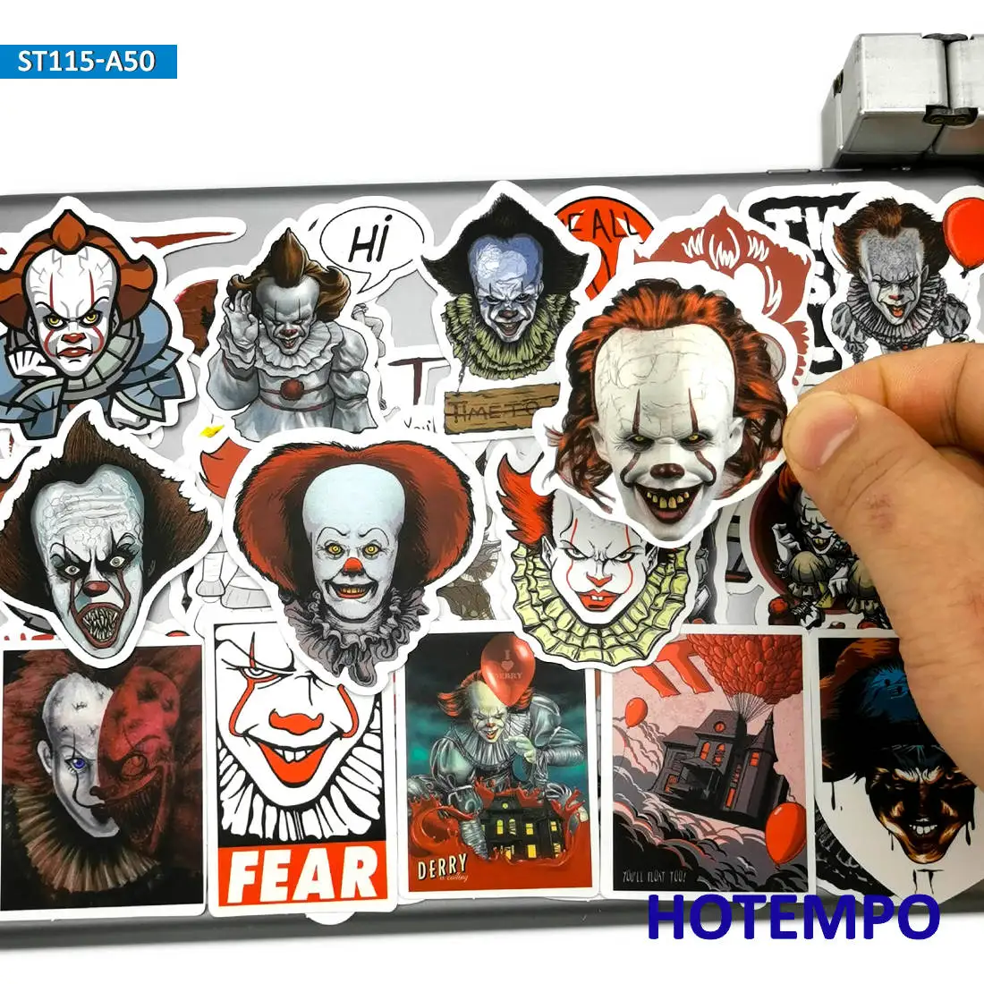 

50pcs Horror Movie IT Terror Clown Ghost Joker Anime Style Stickers for Mobile Phone Laptop Suitcase Pad Skateboard Bike Sticker