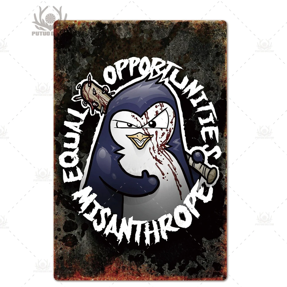 Crazy Penguin металлический плакат Забавный металлический оловянный знак железная Живопись Домашний Декор декоративная металлическая тарелка Настенный декор - Цвет: TH3038
