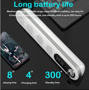 

Desktop soundbar bluetooth speakers 3D surround sound system hifi stereo Subwoofer with 3000 mAh battery fm radio aux usb for pc