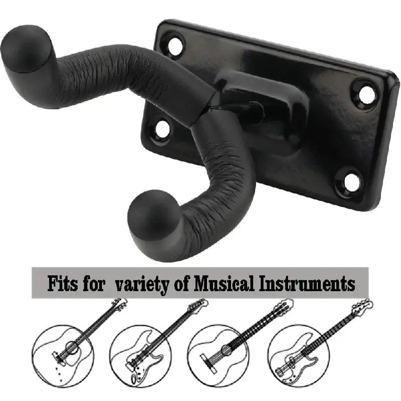 Electric Acoustic Guitar Display Metal Wall Hook Hanger Bracket Wall Mount Rack for 5 Selected Guitar and Bass Guitar Display