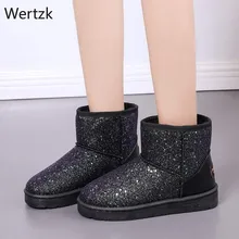 Женские зимние ботинки; блестящие женские новые теплые короткие плюшевые мягкие женские ботильоны; зимняя женская повседневная обувь на меху и платформе; A700