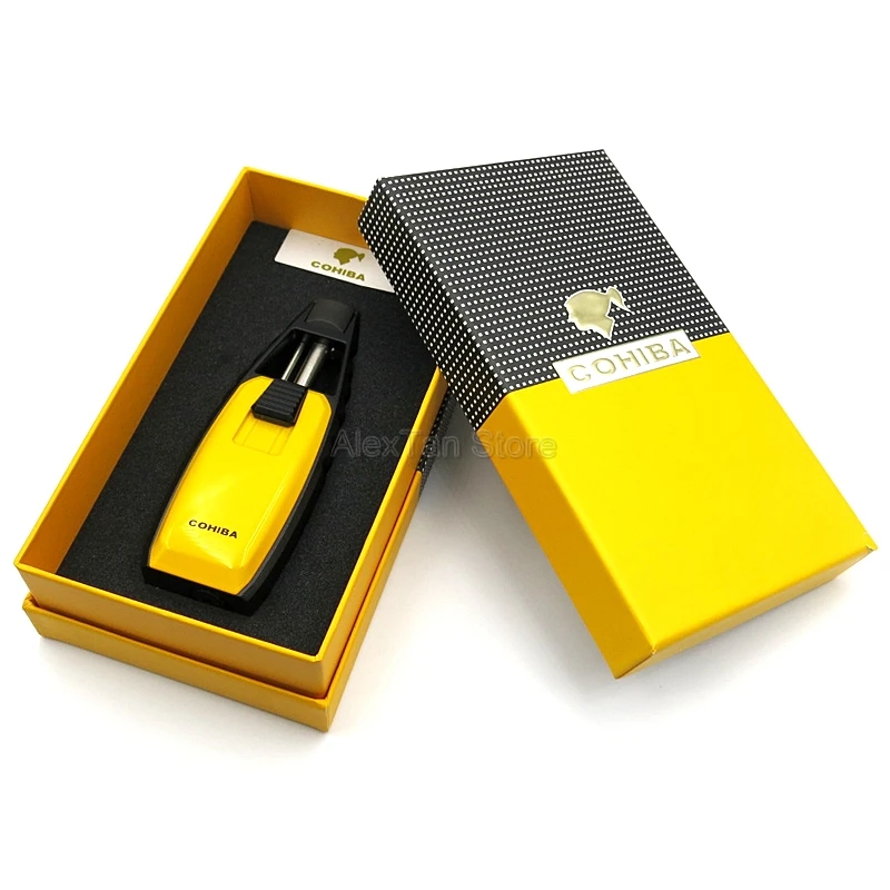 Высококачественный фонарь COHIBA, зажигалки, ветрозащитная 1 струйная многоразовая зажигалка, креативный пистолет, регулируемая Зажигалка для сигар