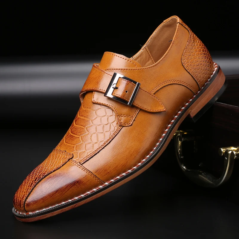 Merkmak/модельные туфли с острым носком; модные деловые кожаные туфли с узором «крокодиловая кожа»; большие размеры; мужские вечерние и свадебные туфли - Цвет: Цвет: желтый
