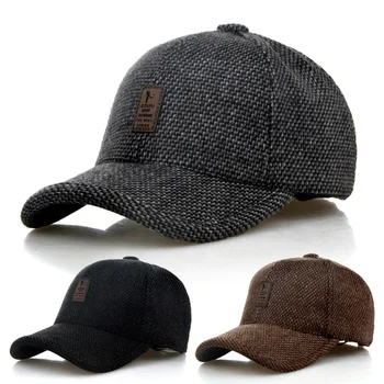 

2019 Brand Baseball Cap Winter Dad Hat Warm Thickened Cotton Snapback Caps Ear Protection Fitted Hats For Men