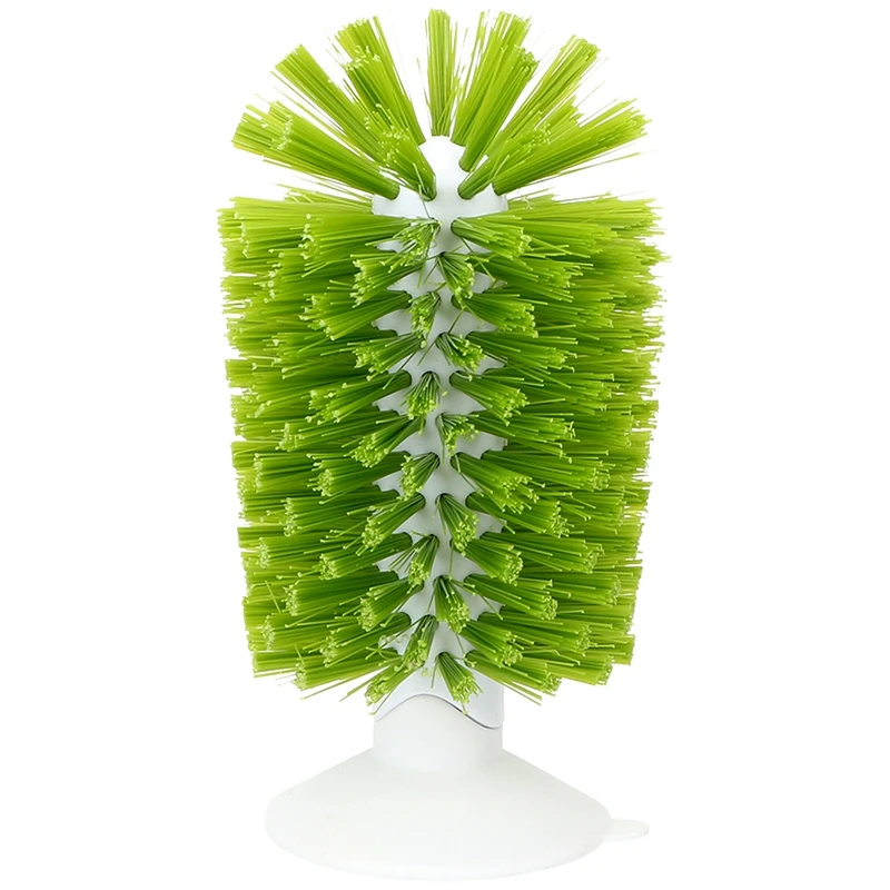 Wineglass Glass Brush Durable Bottle Coffe Tea Glass Cup Suction Cup Base Glassware Cleaning Tool Goblet Wash Brush - Цвет: Green