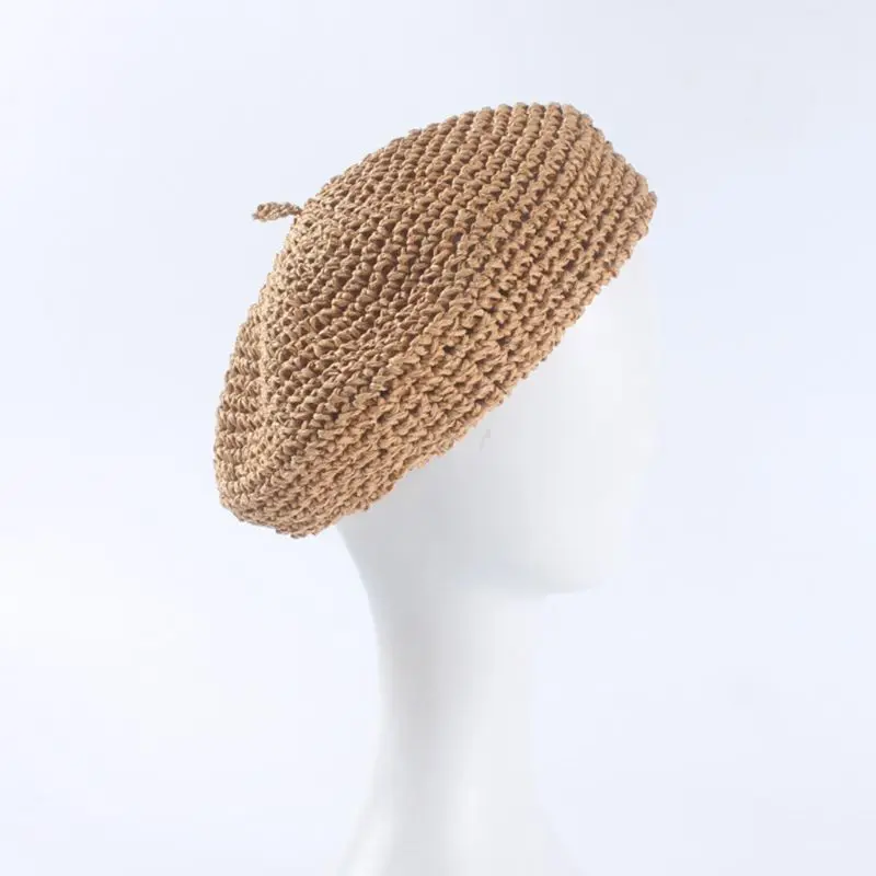 Очаровательная Женская весенне-летняя соломенная шляпа в ретро-стиле, одноцветная шляпа художника, модная женская кепка