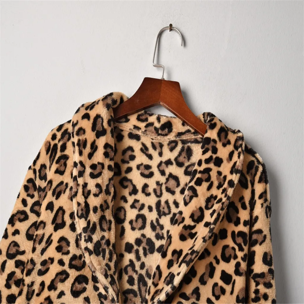 Новое осенне-зимнее пальто Женская леопардовая куртка из искусственного меха с карманами пушистая теплая зимняя одежда оверсайз длинное пальто