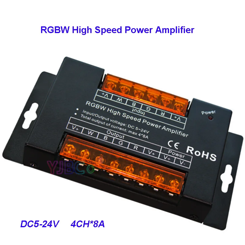 

DC5V 12V 24V 8A*4 channel Aluminum led RGBW high speed power amplifier pwm dimming signal RGBW Power Repeater light controller