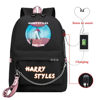 

Mochila Harry Styles Backpack Teenager Girl School Bag USB Charge Travel Bag Women Zainetto Donna Laptop Backpack Kids Bookbag