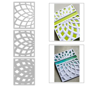 

2020 New Rectangle Background Layering Grid Debossing Layered Metal Cutting Dies For Making Greeting Card Scrapbooking No Stamps