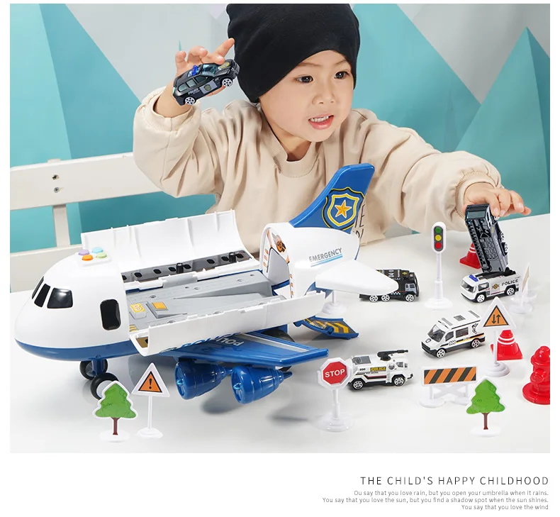 Детская модель самолет игрушка большой размер мальчик пожарная Инженерная инерционная машина металлический автомобиль полицейский автомобиль набор детский