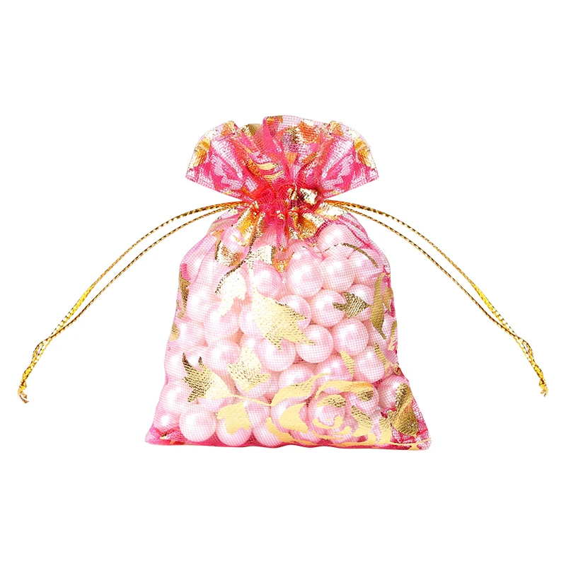 50pcs/lot Rose Design Organza Bags Wedding Party Favor Gift Bag Nice Charms Jewelry Packaging &amp Pouches 7x9/9x12/11x16cm | Дом и сад