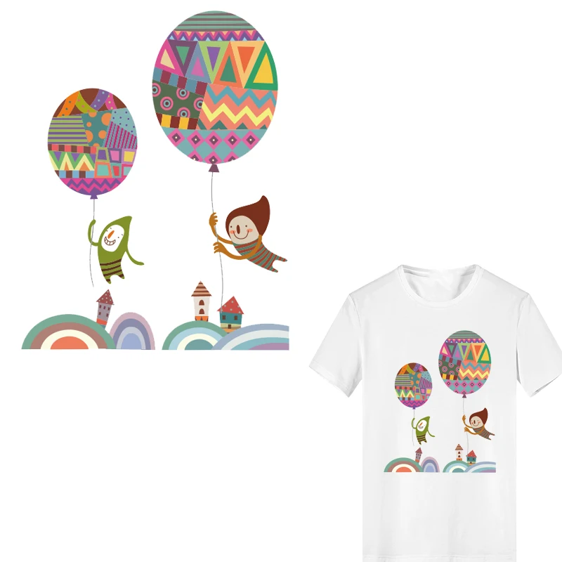 

Cartoon Patch Iron-on Transfers Balloon Patches for Kid Clothing DIY T-shirt Applique Heat Transfer Vinyl Stickers Thermal Press