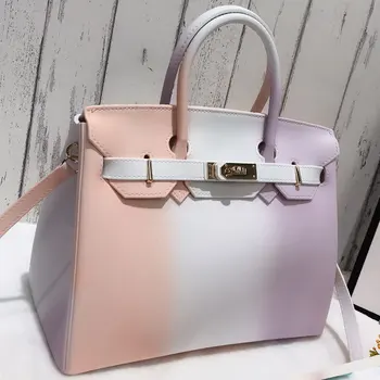 

handbags 2020 New Colorful Contrast Color bag women large Jelly Bag Fashion One-shoulder diagonal PVC Women's Big Bag
