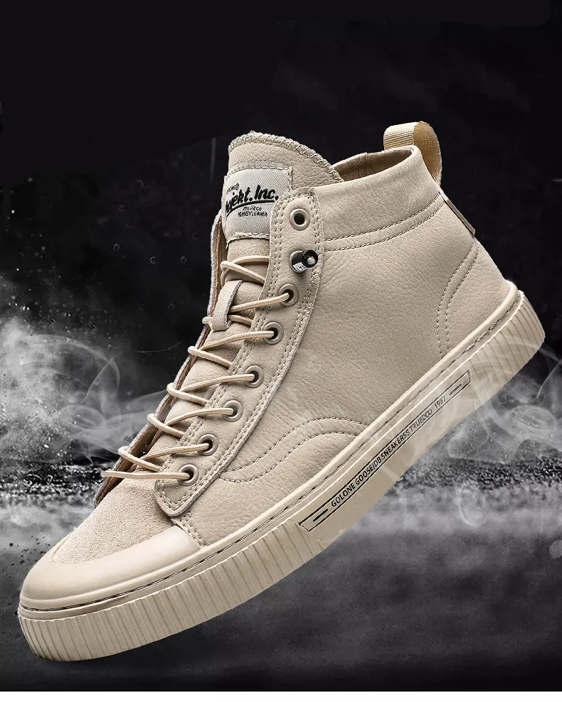 Уличные туфли; мужские высокие кроссовки; zapatillas hombre; Новая однотонная мужская обувь; повседневная кожаная обувь на шнуровке