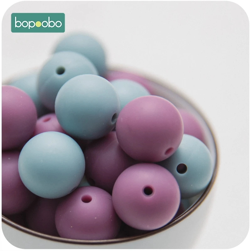 Bopoobo 12/15/20mm 10pc Silicone Beads Food Grade Baby Teething Beads DIY Nursing Bracelet Silicone Tiny Rod DIY Baby Teether 4