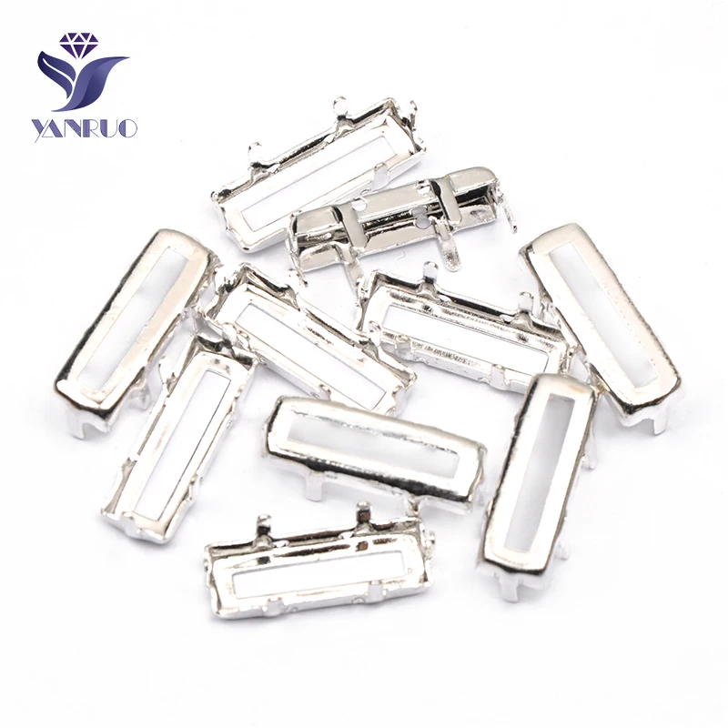Silver Claw YANRUO 4547 Принцесса Багет Стразы сшитые камни Сделай Сам серебро золото коготь настройки Металлические Хрустальные Стразы для рукоделия - Цвет: Silver Claw