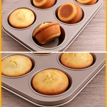 6 Holes Nonstick Baking Pan Carbon Steel Muffin Cup Mold Biscuit Baking Sheet Muffin Tray DIY Cupcake Pan Baking Accessories