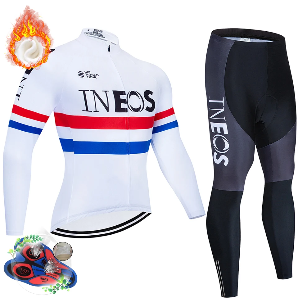 Long Jersey Suit Зимний термо флисовый длинный комплект одежды Мужская одежда для велосипеда Джерси нагрудник длинный велосипед одежда для велосипеда - Цвет: Long Jersey Suit
