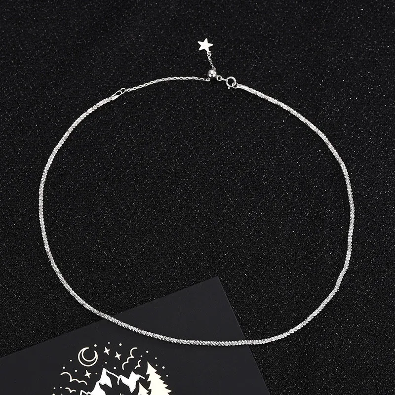 Sterling 925 Silver Star Round Bead Choker Necklace Elegant Simple Korea Style Necklace for Women Trendy Girls Festival Jewelry