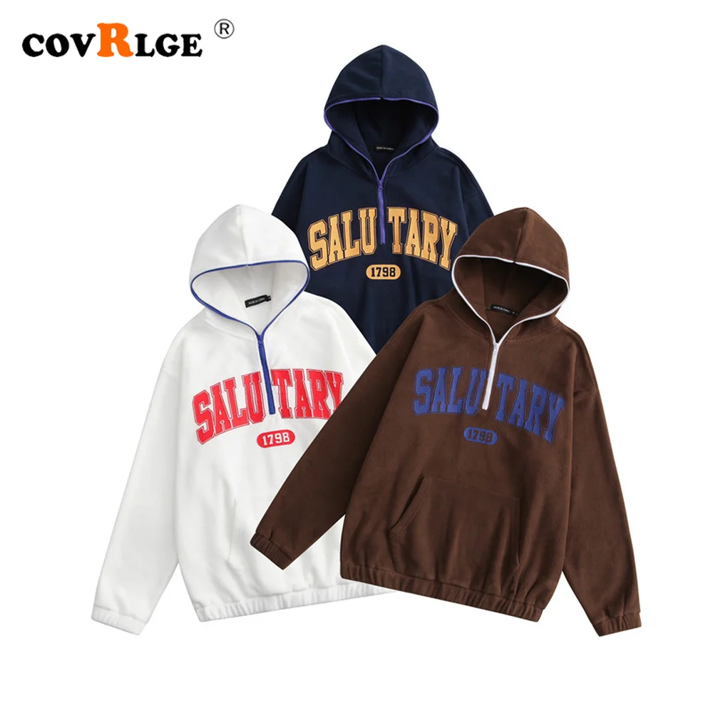 

Covrlge men's warm hoddies Casual Trend Letter Tide Brand Sweatshirt Couple Hoodies Men Women Niche Autumn Winter Coat MWW345