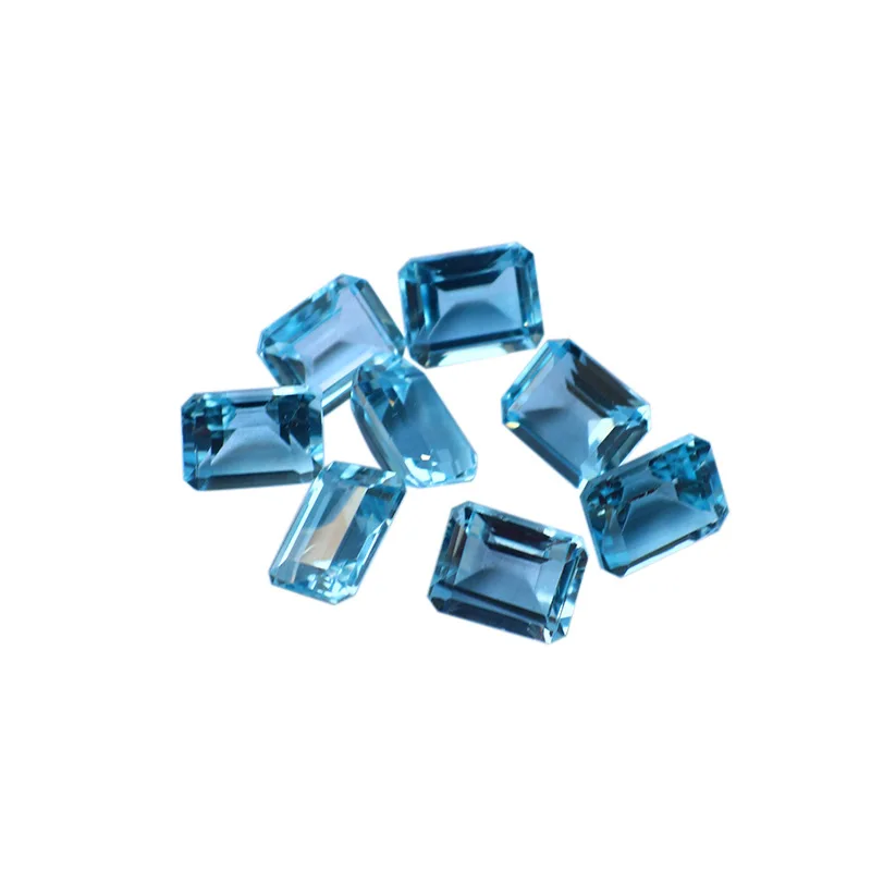 FFGems Natural Swiss blue Topaz Aquamarine Loose Gemstone Rectangle 4*6mm Diy For Silver Gold Ring earring Mounting Fine Jewelry loose gemstones