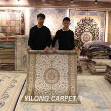 YILONG 4'x6' традиционный Тебриз ковер белый и бежевый антикварная вещь ручной работы персидские ковры(SL118B4x6