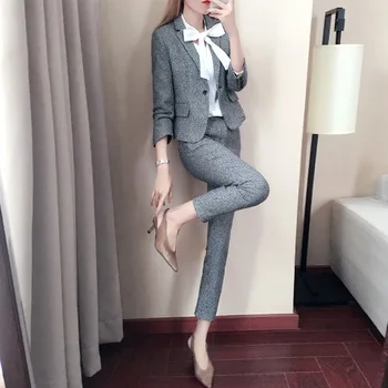 

Coarse Flower Foreign Style Small Suit Coat Female 2020 Pack Bow Shirt Slim Suit Suit Female 577
