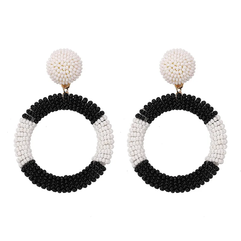 Коллекция черного цвета Boho Этническая кисточка с бахромой серьги ручной работы большие бисерные Эффектные серьги праздничные висячие серьги - Окраска металла: 10